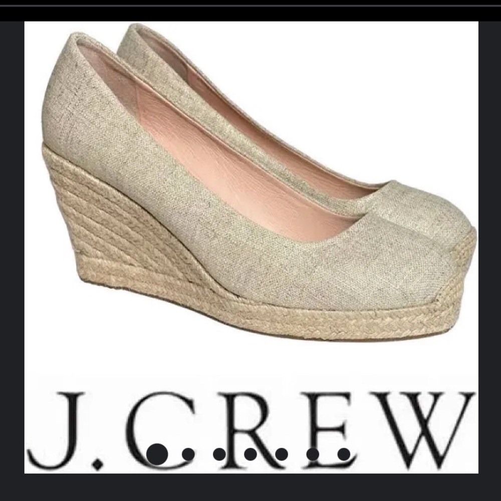 J. Crew Seville Espadrille Wedges Metalic Gold Size 9